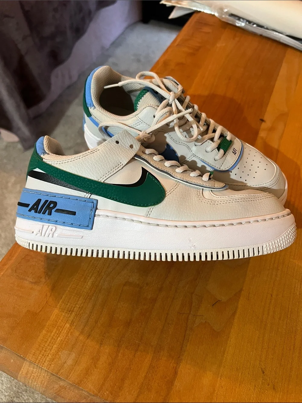 Nike Women's Air Force 1 Shadow-Sail/Signal Blue/Green Noise